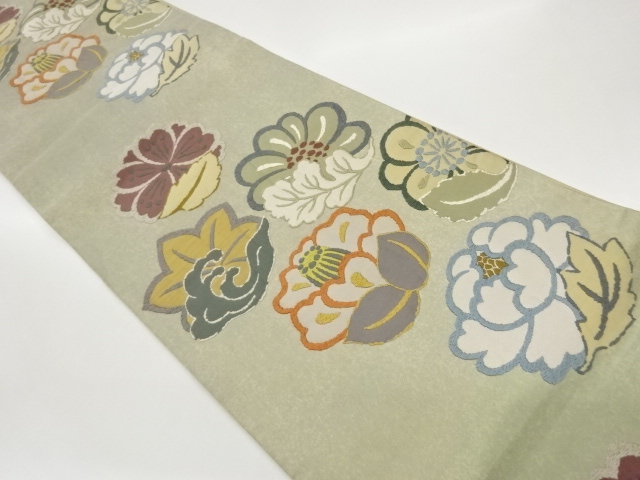 JAPANESE FUKURO OBI / KARA-ORI / WOVEN FLOWERS